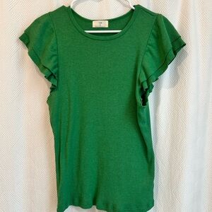 Anthro T.La Green Ribbed Top - NWOT